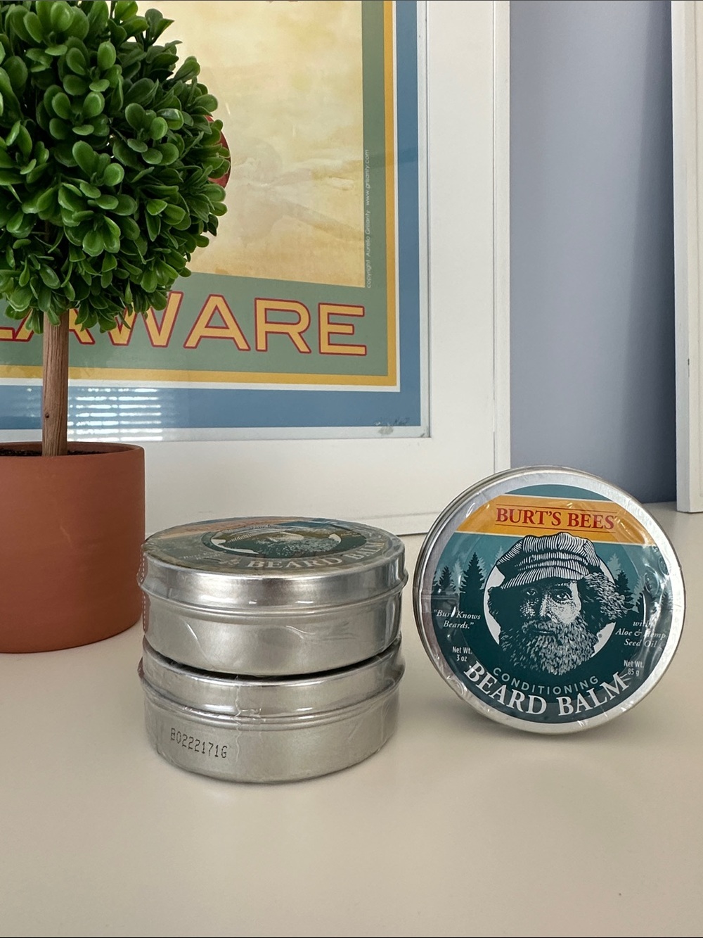 Burt's Bees Conditioning Beard Balm Tin Set of 3 Brand New